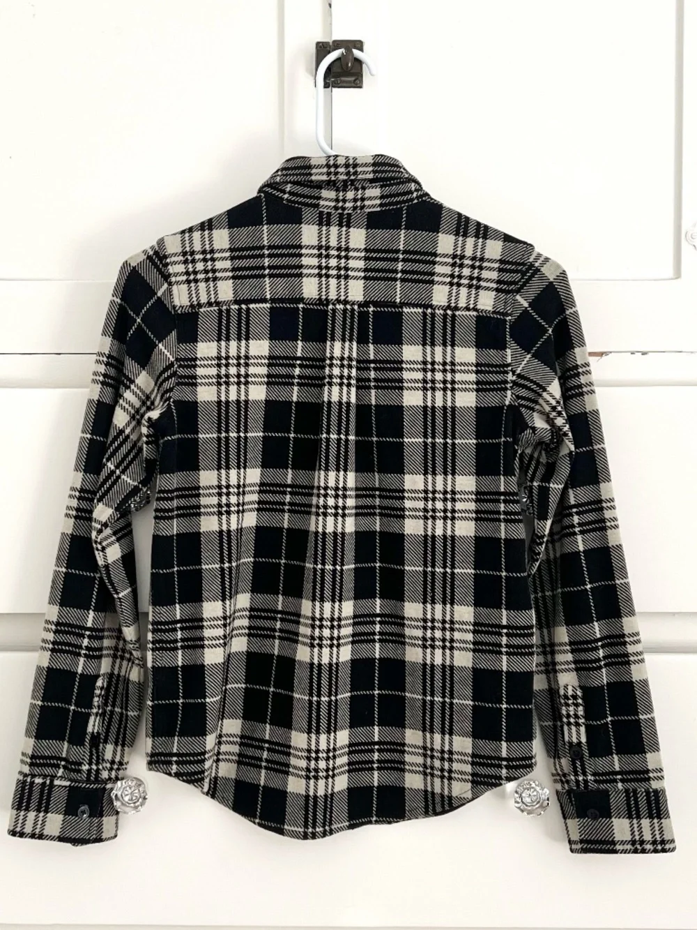 Quince Girls Plaid Fleece Shirt Stretch Button Front Size 12